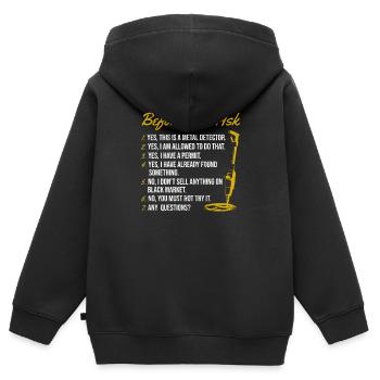 Bevor Sie fragen Funny Detectorist Schatzsuche - Kinder Premium Organic Zip Hoodie - Schwarz - Hinten - AI Model Kid Male (0cm)