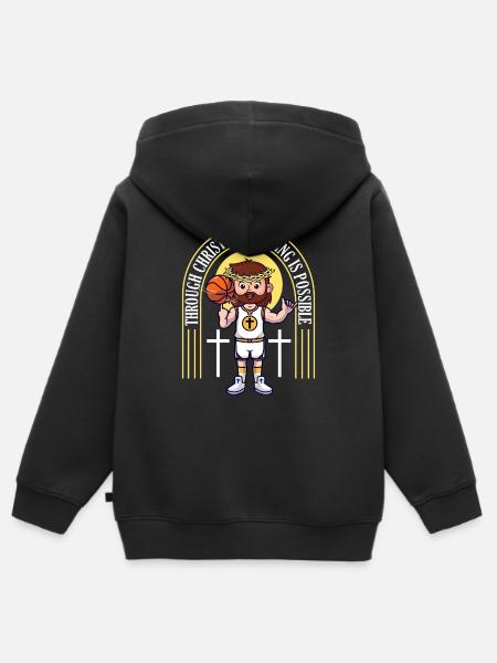 Christian basketball shirt jesus christ basketball - Kids Premium Organic Zip-up Hoodie - black