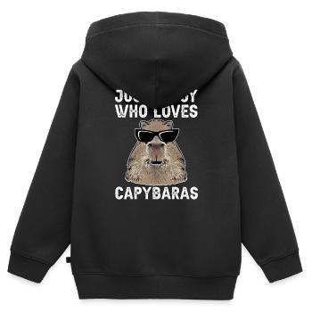 Capybara Nagetier - Kinder Premium Organic Zip Hoodie - Schwarz - Hinten - AI Model Kid Male (0cm)