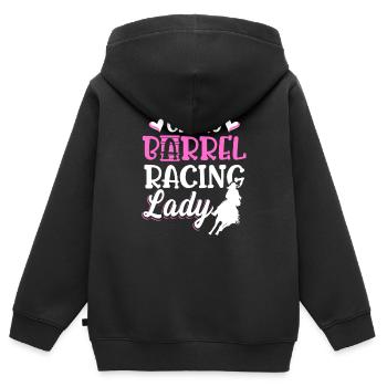 Crazy Barrel Racing Lady Horse Rodeo Western Barre - Kinder Premium Organic Zip Hoodie - Schwarz - Hinten - AI Model Kid Male (0cm)