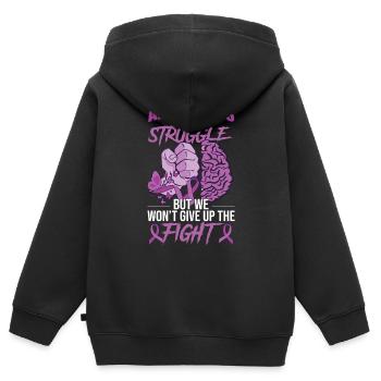 Alzheimer-Krieger - Kinder Premium Organic Zip Hoodie - Schwarz - Hinten - AI Model Kid Male (0cm)