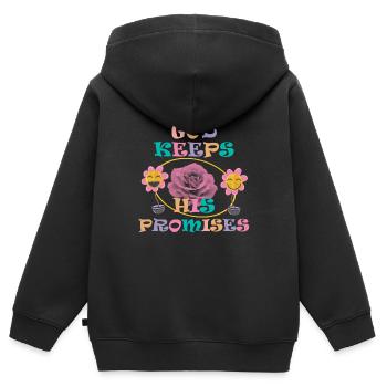 Dieu tient ses promesses 3 - Sweat Premium à capuche zippé enfant bio - noir - Dos - AI Model Kid Male (0cm)