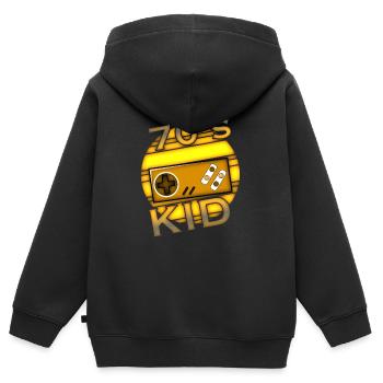 Enfant des années 70 - Sweat Premium à capuche zippé enfant bio - noir - Dos - AI Model Kid Male (0cm)