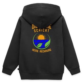 Die Sonne schickt keine Rechnung / Energiewende - Kinder Premium Organic Zip Hoodie - Schwarz - Hinten - AI Model Kid Male (0cm)