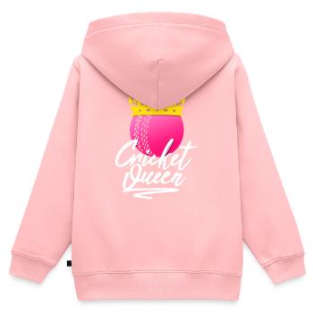 Cricket-Königin - Kinder Premium Organic Zip Hoodie - Rosa - Hinten - AI Model Kid Female (0cm)