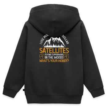 Ich benutze Multi-Millionen-Dollar-Satelliten - Kinder Premium Organic Zip Hoodie - Schwarz - Hinten - AI Model Kid Male (0cm)