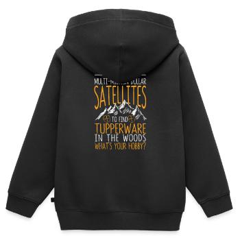 Ich benutze Multi-Millionen-Dollar-Satelliten - Kinder Premium Organic Zip Hoodie - Schwarz - Hinten - AI Model Kid Male (0cm)