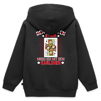 Doppelkopf Karlchen Kartenspieler - Kinder Premium Organic Zip Hoodie - Schwarz - Hinten - AI Model Kid Male (0cm)