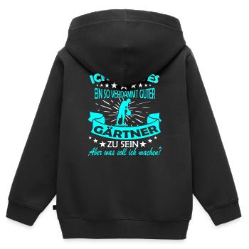Gartenarbeit & Gärtnern - Kinder Premium Organic Zip Hoodie - Schwarz - Hinten - AI Model Kid Male (0cm)