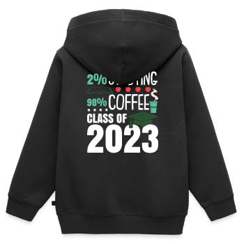 Klasse von Kaffee 2023 - Kinder Premium Organic Zip Hoodie - Schwarz - Hinten - AI Model Kid Male (0cm)