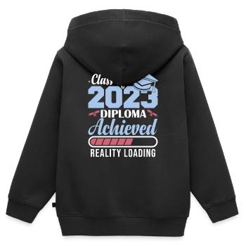 Class Of 2023 Diploma Achieved - Kids Premium Organic Zip-up Hoodie - black - Back - AI Model Kid Male (0cm)