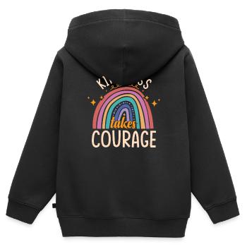 La gentillesse demande du courage | Prévention de l’intimidation - Sweat Premium à capuche zippé enfant bio - noir - Dos - AI Model Kid Male (0cm)