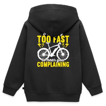 Electric Bike E-Bike - Kids Premium Organic Zip-up Hoodie - black - Back - AI Model Kid Male (0cm)