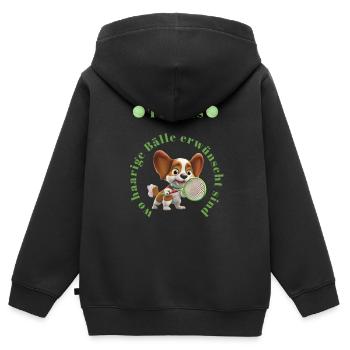 Tennis spielt gerne mit haarigen Bällen - Kinder Premium Organic Zip Hoodie - Schwarz - Hinten - AI Model Kid Male (0cm)