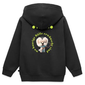 Tennis spielt gerne mit haarigen Bällen - Kinder Premium Organic Zip Hoodie - Schwarz - Hinten - AI Model Kid Male (0cm)