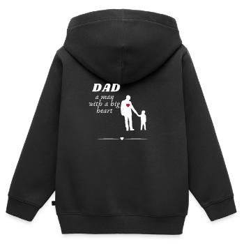 Papa l’homme au grand cœur - Sweat Premium à capuche zippé enfant bio - noir - Dos - AI Model Kid Male (0cm)