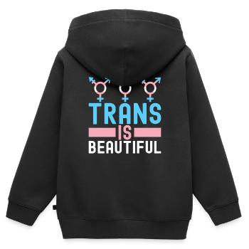 Transgender Trans LGBTQ - Kinder Premium Organic Zip Hoodie - Schwarz - Hinten - AI Model Kid Male (0cm)