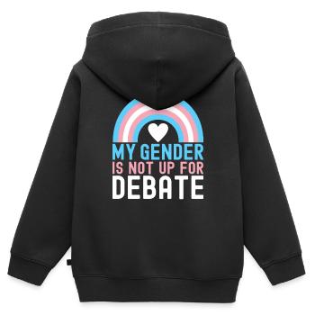 Transgender Trans LGBTQ - Kinder Premium Organic Zip Hoodie - Schwarz - Hinten - AI Model Kid Male (0cm)
