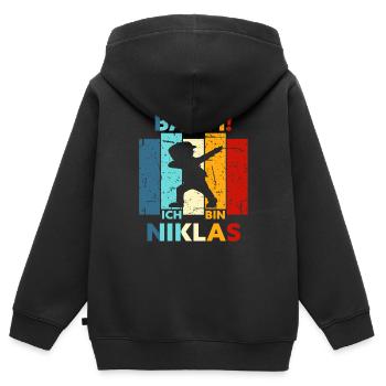Niklas Geschenk Name Vorname Geburtstag - Kinder Premium Organic Zip Hoodie - Schwarz - Hinten - AI Model Kid Male (0cm)