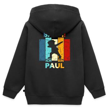 Paul Geschenk Name Vorname Geburtstag - Kinder Premium Organic Zip Hoodie - Schwarz - Hinten - AI Model Kid Male (0cm)