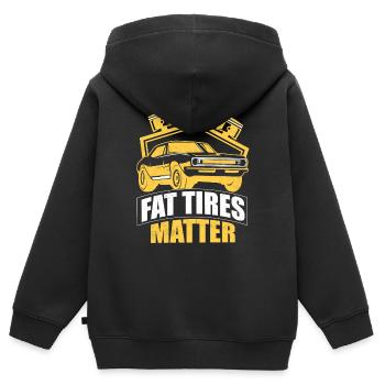 Fat Tires Matter Classic Retro Car - Kinder Premium Organic Zip Hoodie - Schwarz - Hinten - AI Model Kid Male (0cm)