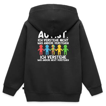 Autismus Autist Autisten - Kinder Premium Organic Zip Hoodie - Schwarz - Hinten - AI Model Kid Male (0cm)