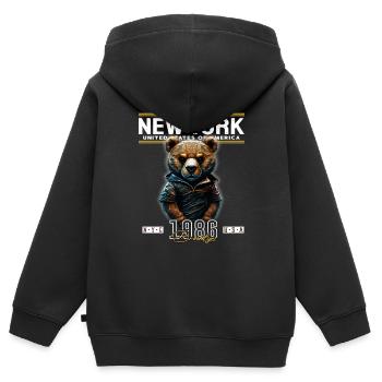New York - Kinder Premium Organic Zip Hoodie - Schwarz - Hinten - AI Model Kid Male (0cm)