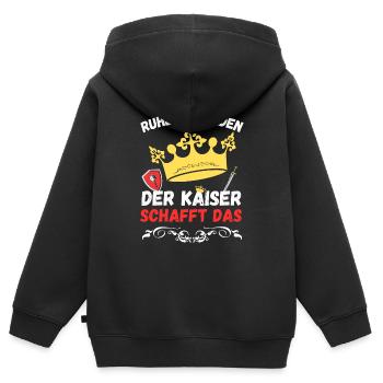 Ruhe ihr Maden der Kaiser schafft das - Design - Kinder Premium Organic Zip Hoodie - Schwarz - Hinten - AI Model Kid Male (0cm)