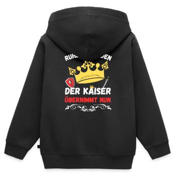 Ruhe ihr Maden der Kaiser übernimmt nun - Kinder Premium Organic Zip Hoodie - Schwarz - Hinten - AI Model Kid Male (0cm)
