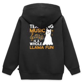 Musik zu unterrichten ist ein Riesenspaß Alpaka - Kinder Premium Organic Zip Hoodie - Schwarz - Hinten - AI Model Kid Male (0cm)