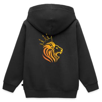 Goldener Löwe mit Krone Alphatier König Stark Cool - Kinder Premium Organic Zip Hoodie - Schwarz - Hinten - AI Model Kid Male (0cm)