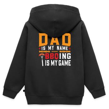 Grill papa grill - Sweat Premium à capuche zippé enfant bio - noir - Dos - AI Model Kid Male (0cm)