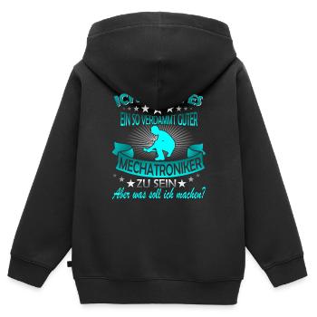 Mechatroniker / Mechatronikerin / Mechatronik - Kinder Premium Organic Zip Hoodie - Schwarz - Hinten - AI Model Kid Male (0cm)