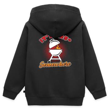 Grillades barbecue barbecue griller griller grillmeister - Sweat Premium à capuche zippé enfant bio - noir - Dos - AI Model Kid Male (0cm)