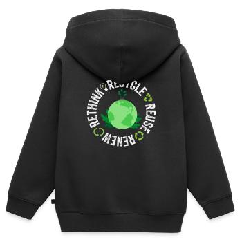Recycle Reuse Renew Rethink Crisis Umwelt - Kinder Premium Organic Zip Hoodie - Schwarz - Hinten - AI Model Kid Male (0cm)