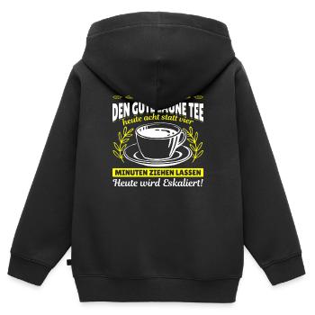 Gute Laune Tee Eskalation Lustiges gute laune - Kinder Premium Organic Zip Hoodie - Schwarz - Hinten - AI Model Kid Male (0cm)