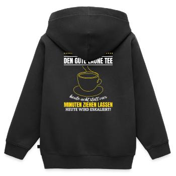 Gute Laune Tee Eskalation Lustiges gute laune - Kinder Premium Organic Zip Hoodie - Schwarz - Hinten - AI Model Kid Male (0cm)