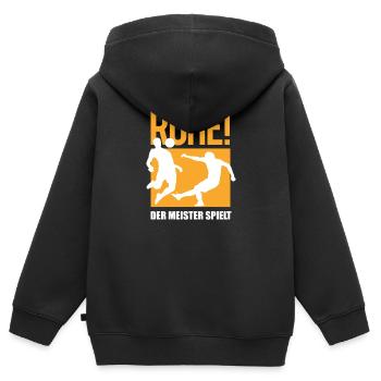 Fußballzubehör Geschenkidee Fußballfan - Kinder Premium Organic Zip Hoodie - Schwarz - Hinten - AI Model Kid Male (0cm)