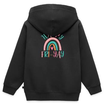 Happy Friyay Fri-Yay Freitag Liebhaber lustig - Kinder Premium Organic Zip Hoodie - Schwarz - Hinten - AI Model Kid Male (0cm)