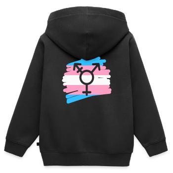 Transgender Trans LGBTQ - Kinder Premium Organic Zip Hoodie - Schwarz - Hinten - AI Model Kid Male (0cm)