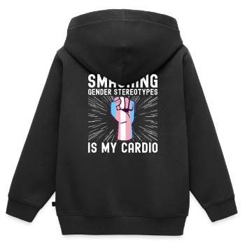 Transgender Trans LGBTQ - Kinder Premium Organic Zip Hoodie - Schwarz - Hinten - AI Model Kid Male (0cm)