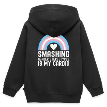 Transgender Trans LGBTQ - Kinder Premium Organic Zip Hoodie - Schwarz - Hinten - AI Model Kid Male (0cm)