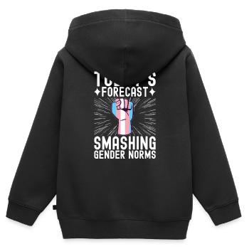 Transgender Trans LGBTQ - Kinder Premium Organic Zip Hoodie - Schwarz - Hinten - AI Model Kid Male (0cm)