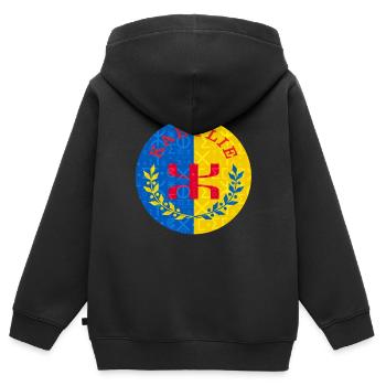 Kabylie flag - Tifinagh script - Kids Premium Organic Zip-up Hoodie - black - Back - AI Model Kid Male (0cm)
