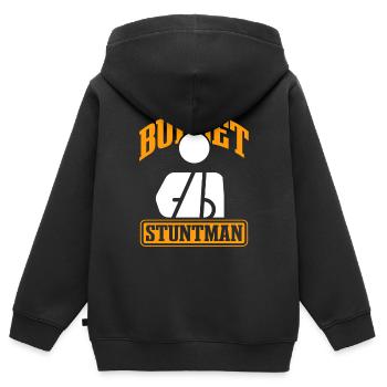 Lustiger Stuntman-Witz mit gebrochenem Arm - Kinder Premium Organic Zip Hoodie - Schwarz - Hinten - AI Model Kid Male (0cm)