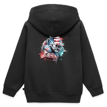 American Football Sport Présent - Sweat Premium à capuche zippé enfant bio - noir - Dos - AI Model Kid Male (0cm)