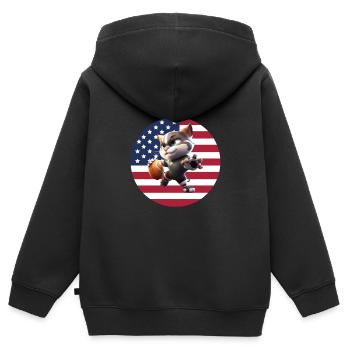 American Football Sport Présent - Sweat Premium à capuche zippé enfant bio - noir - Dos - AI Model Kid Male (0cm)