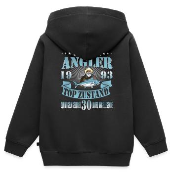 Geschenk zum 30 Geburtstag 30 Jahre 30er Angler - Kinder Premium Organic Zip Hoodie - Schwarz - Hinten - AI Model Kid Male (0cm)