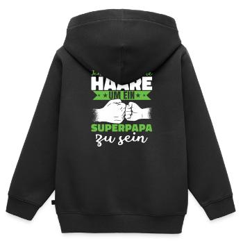 Ich brauche keine Haare um ein Superpapa zu sein - Kinder Premium Organic Zip Hoodie - Schwarz - Hinten - AI Model Kid Male (0cm)