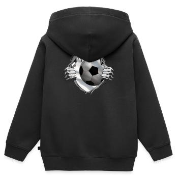 Fußballzubehör Geschenkidee Fußballfan - Kinder Premium Organic Zip Hoodie - Schwarz - Hinten - AI Model Kid Male (0cm)